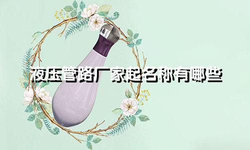 液压管路厂家起名称有哪些