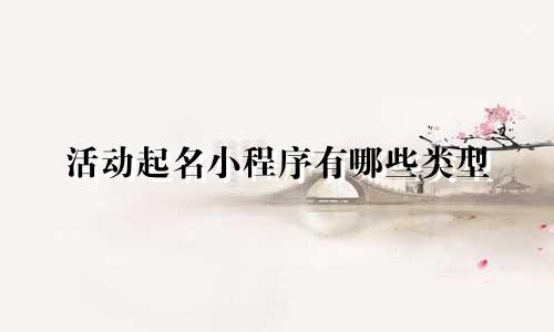 活动起名小程序有哪些类型