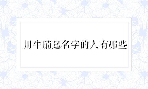 用牛腩起名字的人有哪些
