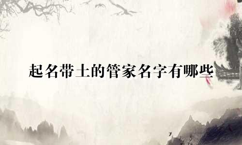 起名带土的管家名字有哪些