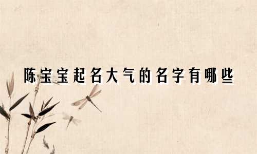 陈宝宝起名大气的名字有哪些