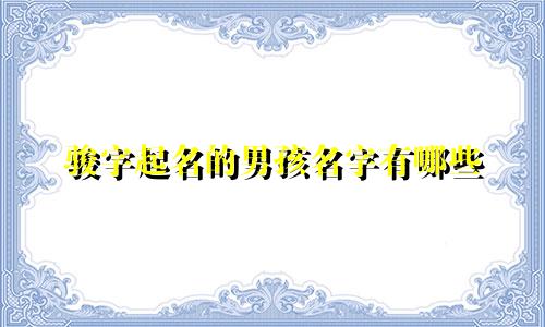 骏字起名的男孩名字有哪些