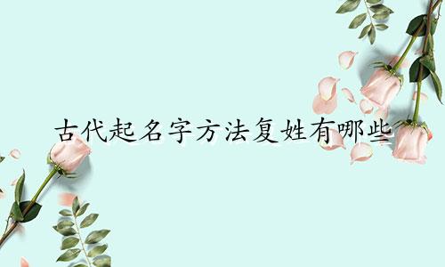 古代起名字方法复姓有哪些