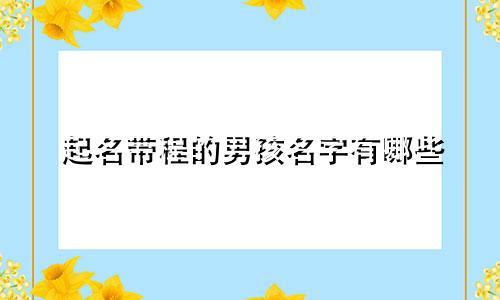 起名带程的男孩名字有哪些