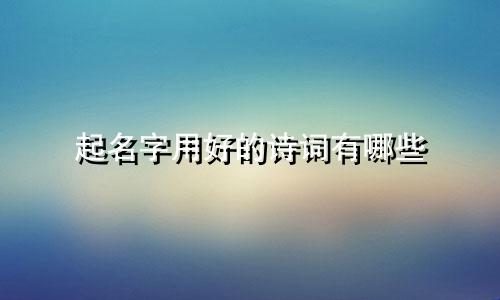 起名字用好的诗词有哪些