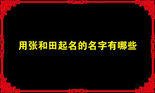 用张和田起名的名字有哪些