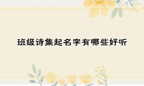 班级诗集起名字有哪些好听