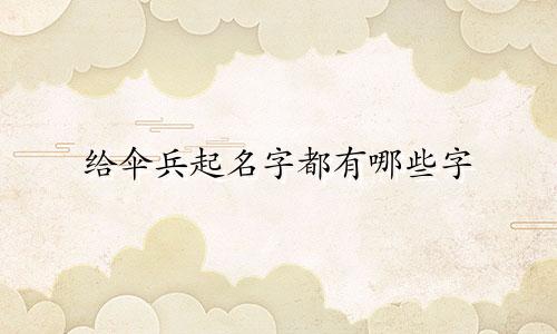 给伞兵起名字都有哪些字