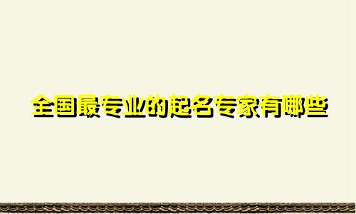 全国最专业的起名专家有哪些
