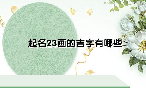起名23画的吉字有哪些