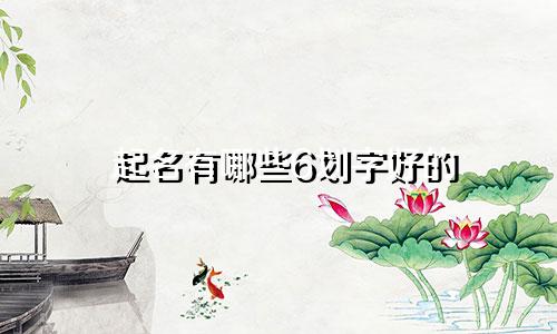 起名有哪些6划字好的