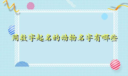 用数字起名的动物名字有哪些