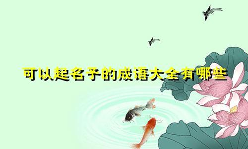 可以起名子的成语大全有哪些