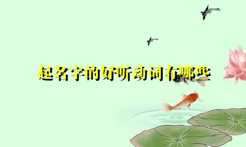 起名字的好听动词有哪些