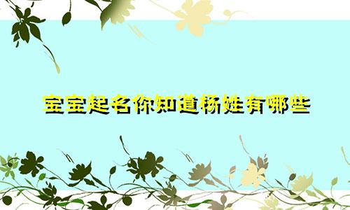 宝宝起名你知道杨姓有哪些