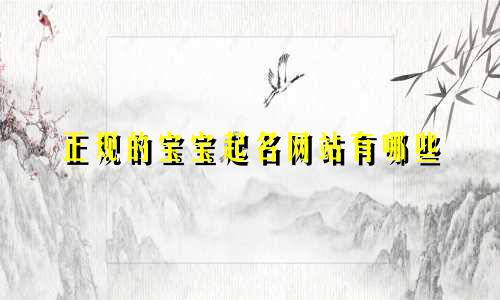正规的宝宝起名网站有哪些