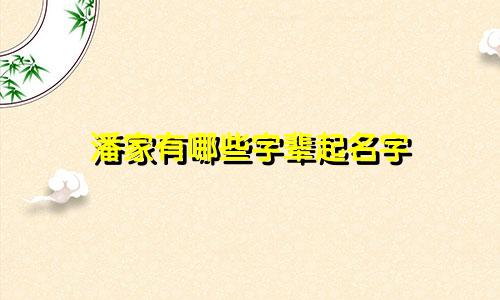 潘家有哪些字辈起名字