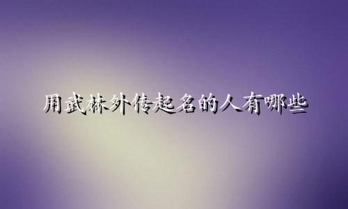 用武林外传起名的人有哪些
