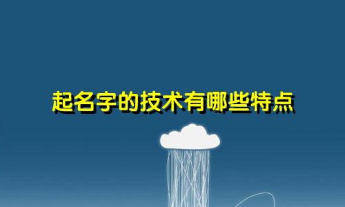 起名字的技术有哪些特点