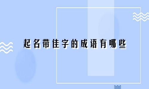 起名带佳字的成语有哪些