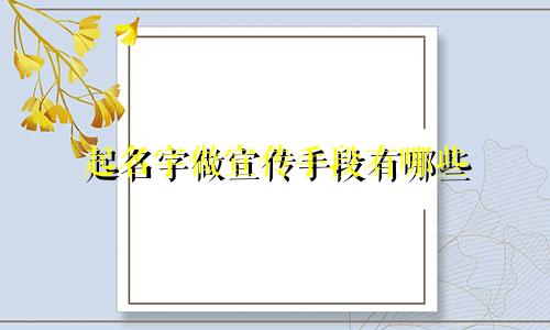 起名字做宣传手段有哪些