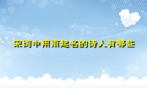 宋词中用雨起名的诗人有哪些