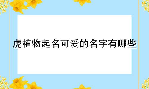 虎植物起名可爱的名字有哪些