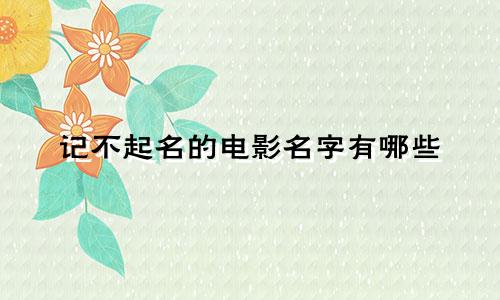 记不起名的电影名字有哪些
