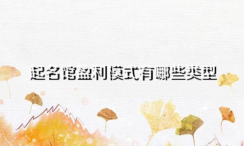 起名馆盈利模式有哪些类型