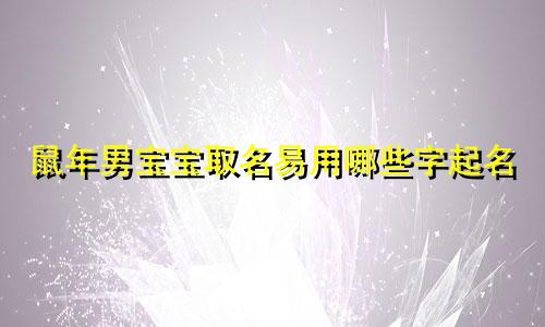 鼠年男宝宝取名易用哪些字起名