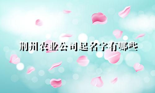 荆州农业公司起名字有哪些
