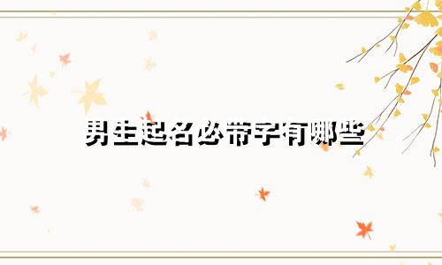 男生起名必带字有哪些