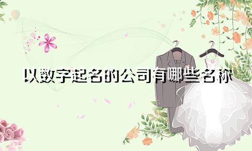 以数字起名的公司有哪些名称