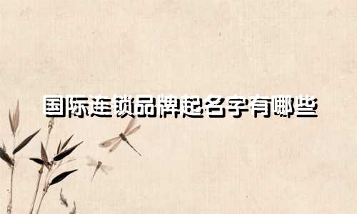 国际连锁品牌起名字有哪些