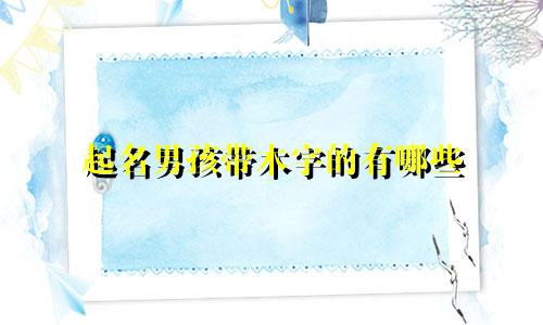 起名男孩带木字的有哪些