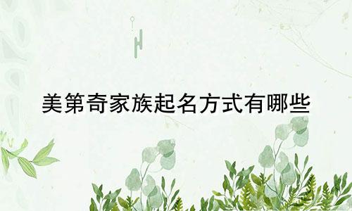 美第奇家族起名方式有哪些