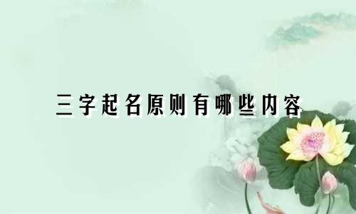 三字起名原则有哪些内容