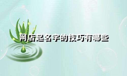 网店起名字的技巧有哪些