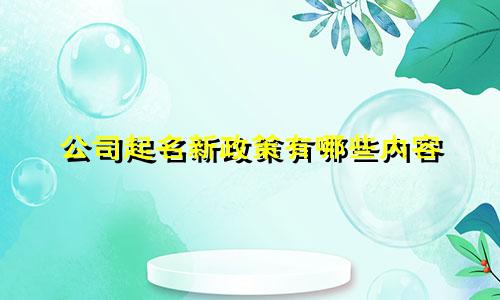 公司起名新政策有哪些内容