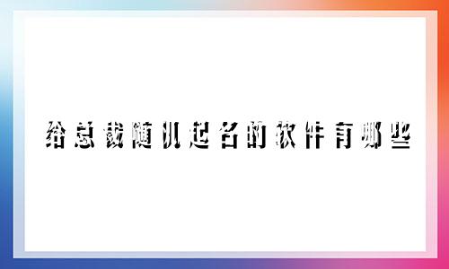 给总裁随机起名的软件有哪些