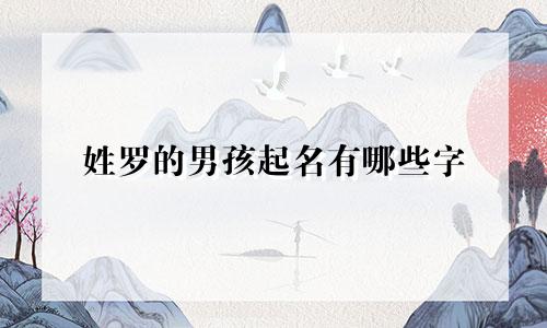 姓罗的男孩起名有哪些字