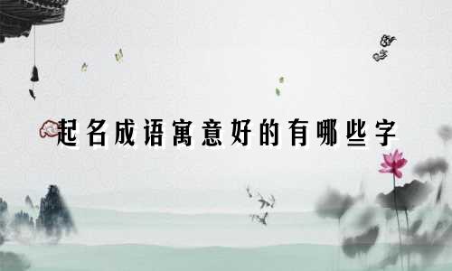 起名成语寓意好的有哪些字