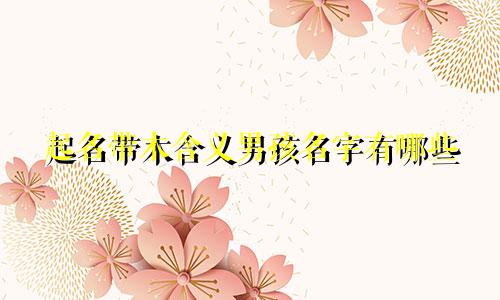 起名带木含义男孩名字有哪些