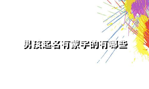 男孩起名有蒙字的有哪些