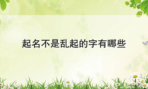 起名不是乱起的字有哪些