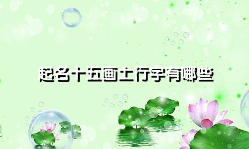 起名十五画土行字有哪些