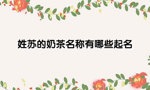姓苏的奶茶名称有哪些起名