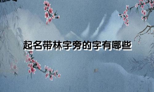 起名带林字旁的字有哪些