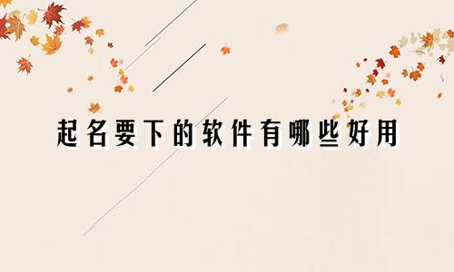 起名要下的软件有哪些好用