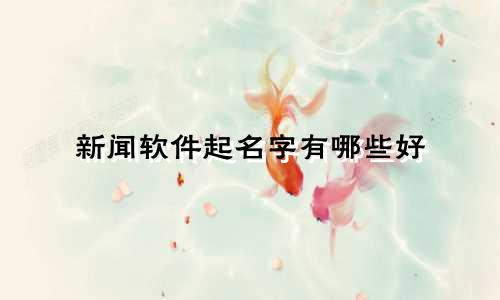 新闻软件起名字有哪些好